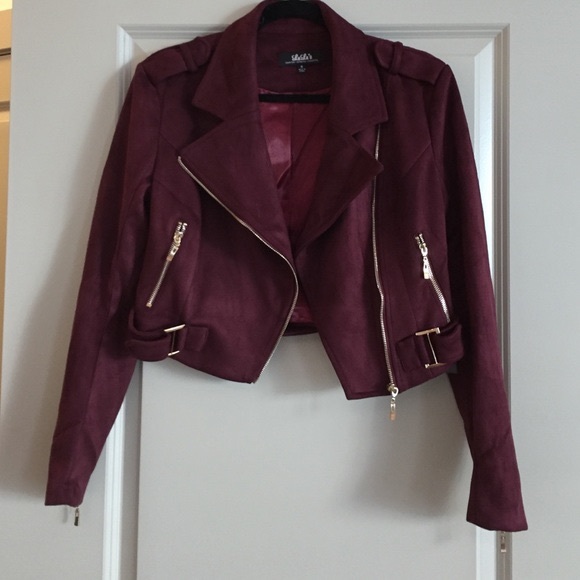 Lulus Moto Jacket in Burgundy - Picture 2 of 3